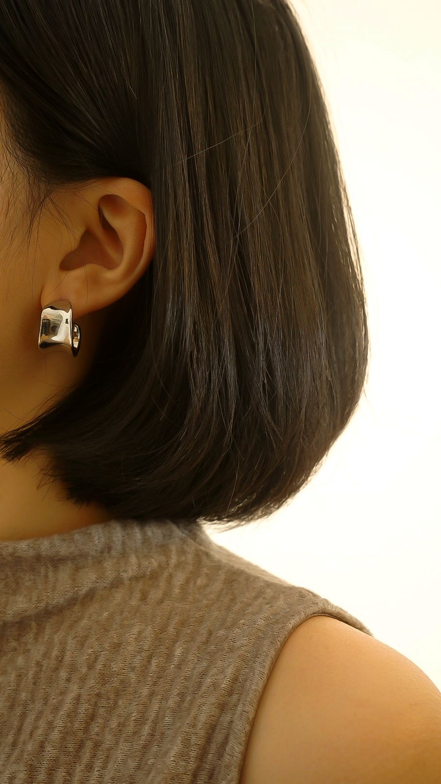 C-shaped hoop earrings