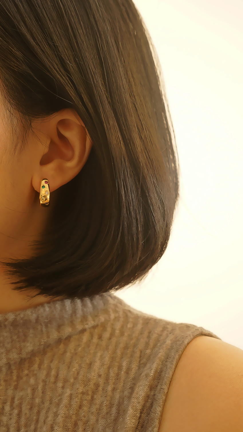 Colorful Rhinestone Hoop Earrings